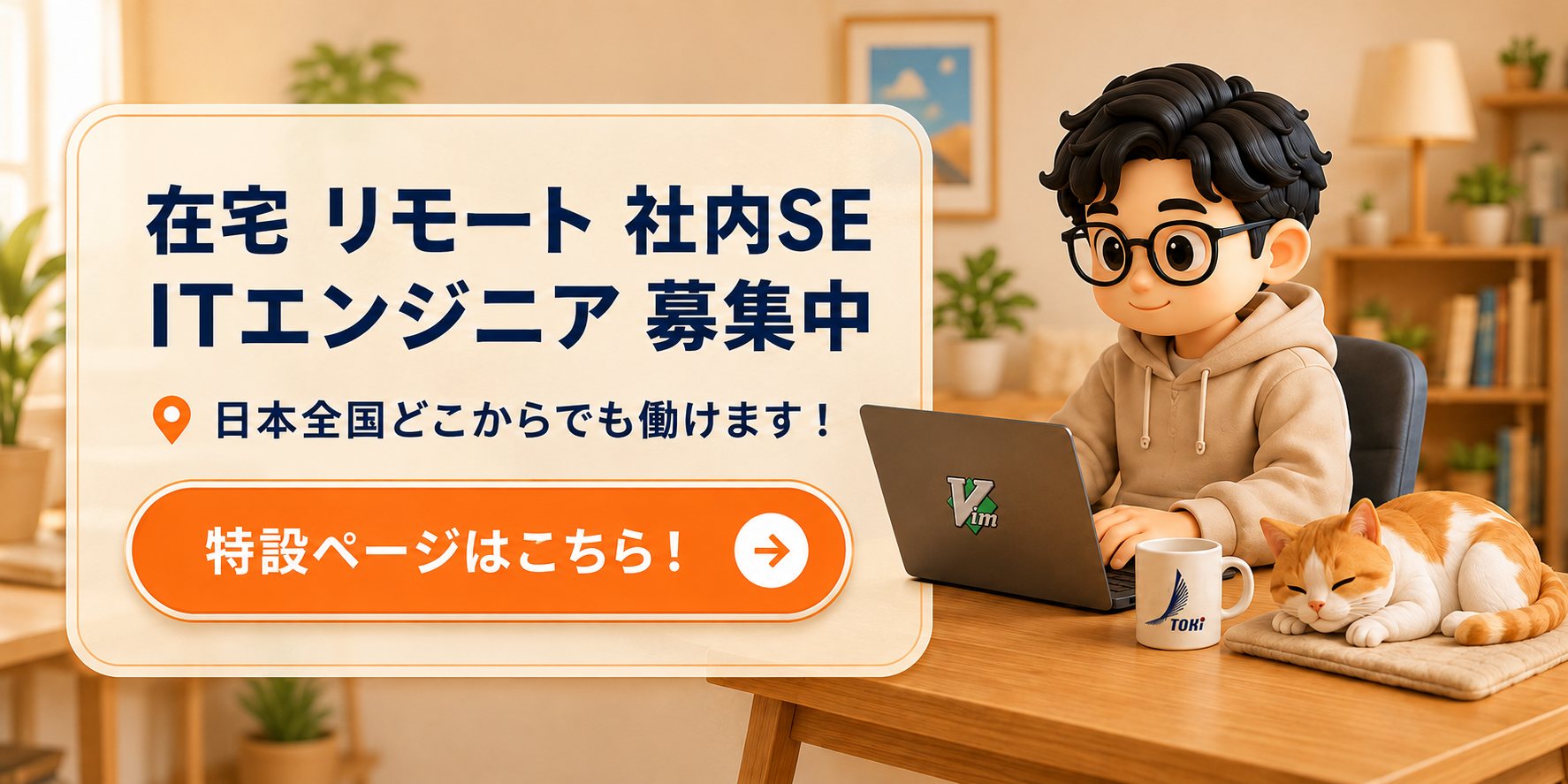 トキエア  ITエンジニア募集中在宅 リモート 社内SE ITエンジニア 募集中 日本全国どこからでも働けます！